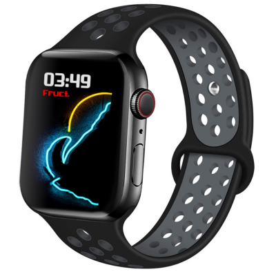 Силиконовый ремешок Fruct Nike Sport Band for Apple Watch 42/44/45/49 mm Black Gray