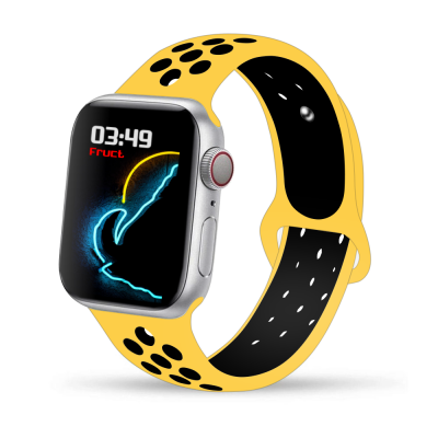 Силиконовый ремешок Fruct Nike Sport Band for Apple Watch 38/40/41/42 mm Yellow Black