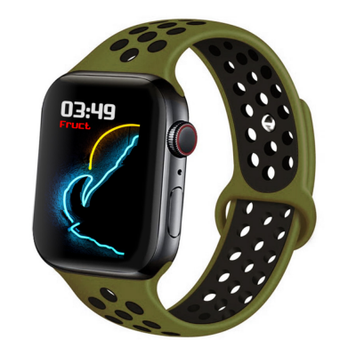 Силиконовый ремешок Fruct Nike Sport Band for Apple Watch 42/44/45/49 mm Olive Black