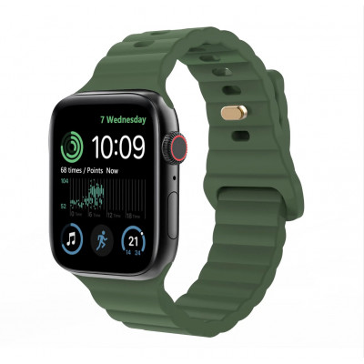 Силиконовый усиленный ремешок Fruct Lightning Buckle для Apple Watch 42/44/45/49 mm Green