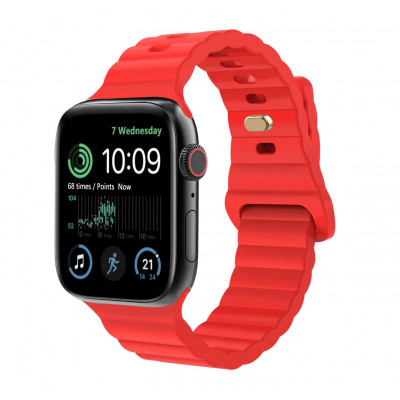Силиконовый усиленный ремешок Fruct Lightning Buckle для Apple Watch 42/44/45/49 mm Red