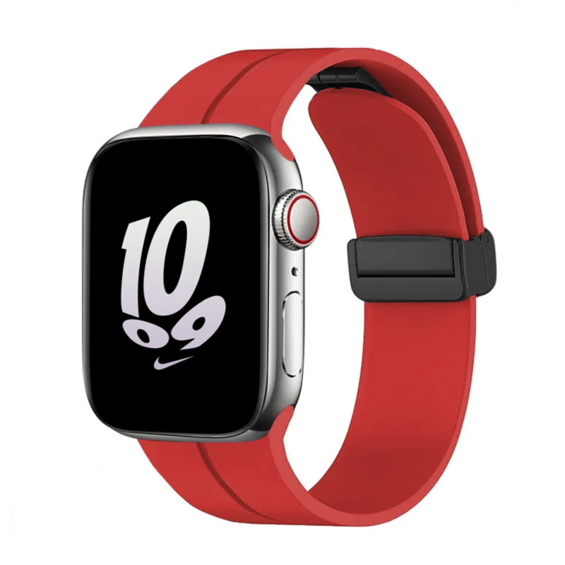 Силиконовый ремешок Fruct Magnetic Buckle для Apple Watch 42/44/45/49 mm Магнитная застежка Red