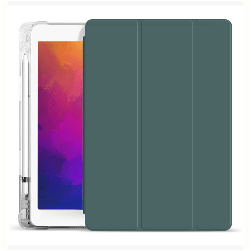 Силиконовый чехол Fruct Protect Plus для iPad 10.2 2019/2020/2021/2022 Противоударный с держателем для стилуса Темно-зеленый