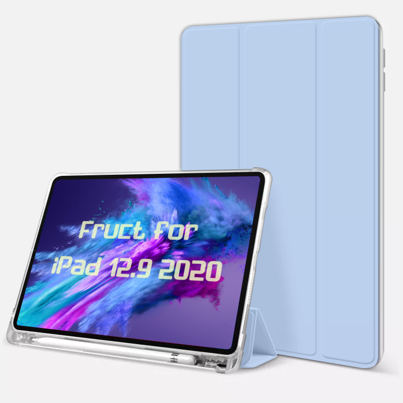 Силиконовый чехол Fruct Protect Plus для iPad 12.9 2018-22 Противоударный с держателем для стилуса Голубой