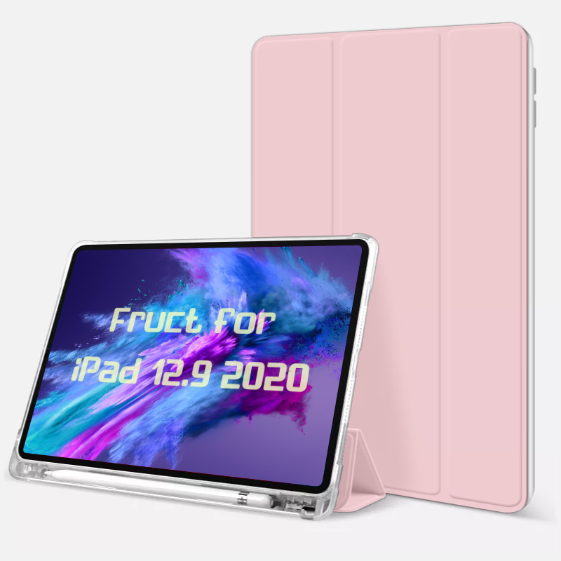 Силиконовый чехол Fruct Protect Plus для iPad 12.9 2018-22 Противоударный с держателем для стилуса Розовый