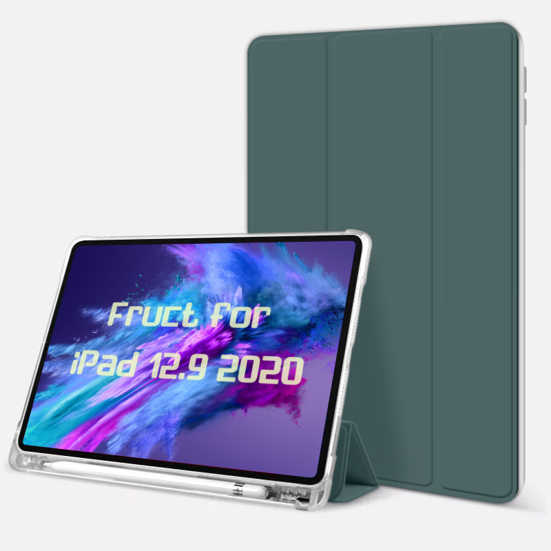 Силиконовый чехол Fruct Protect Plus для iPad 12.9 2018-22Противоударный с держателем для стилуса Темно-зеленый