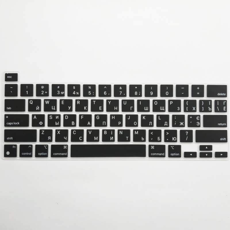 Накладка на клавиатуру Fruct для MacBook Pro 13 (2020) / MacBook Pro 13 (2022 M2) / Pro 16 (2019) US Черная Украинские буквы 