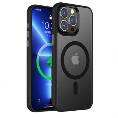 Чехол для iPhone 15 Plus c Magsafe Rock Guard Touch Series матовый с закрытой камерой Titanium Black 