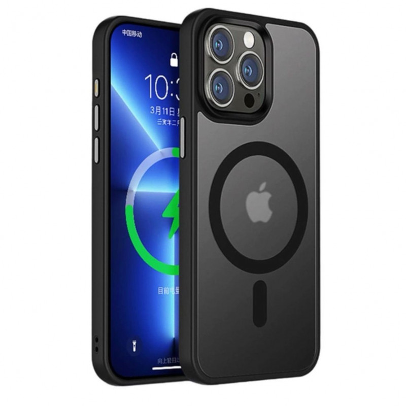 Чехол для iPhone 15 c Magsafe Rock Guard Touch Series матовый с закрытой камерой Titanium Black 