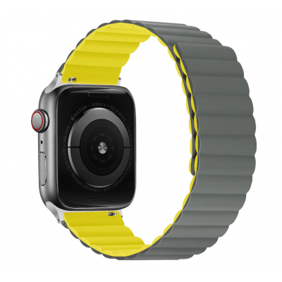 Силиконовый магнитный ремешок STR MagStrap для Apple Watch 38/40/41 mm - Gray/Yellow