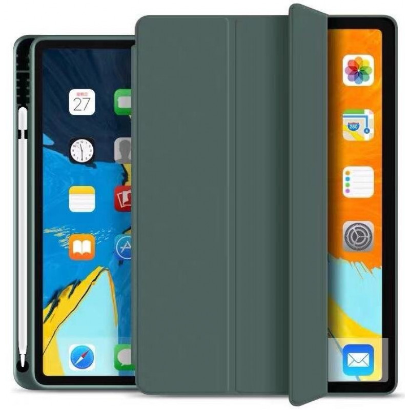 Чехол-книжка STR Trifold С держателем для стилуса С подставкой для iPad Pro 12.9 (2018 | 2020 | 2021 | 2022) Зеленый