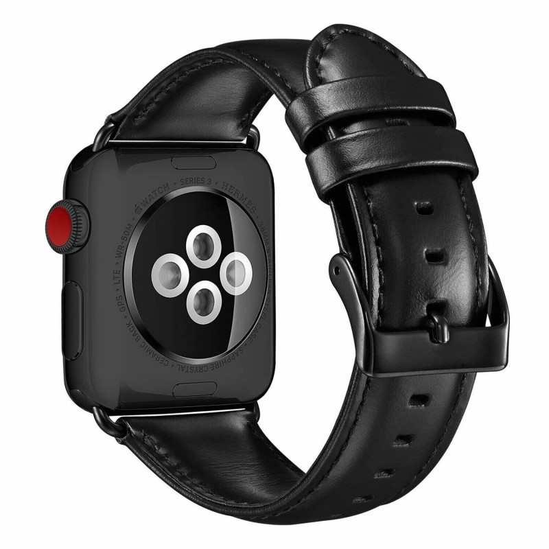 Ремешок STR Crazy Horse Retro Style Leather Band для Apple Watch 38/40/41 мм (Series SE/7/6/5/4/3/2/1) Черный