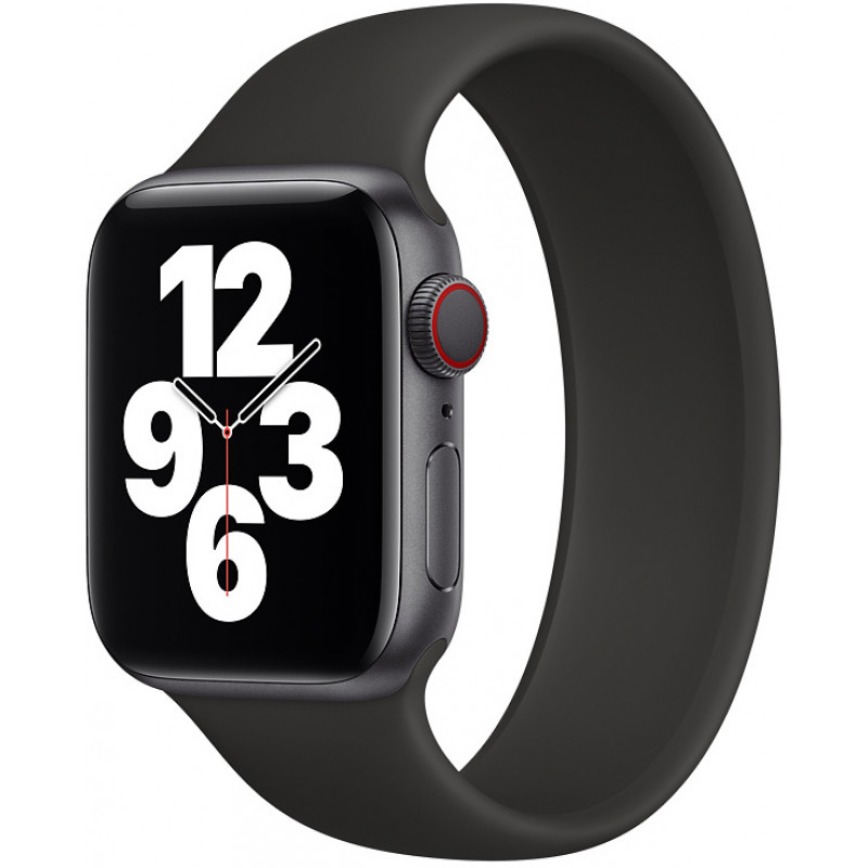 Силиконовый монобраслет STR Solo Loop для Apple Watch 38/40/41 мм (Series SE/7/6/5/4/3/2/1) (Размер L) Черный