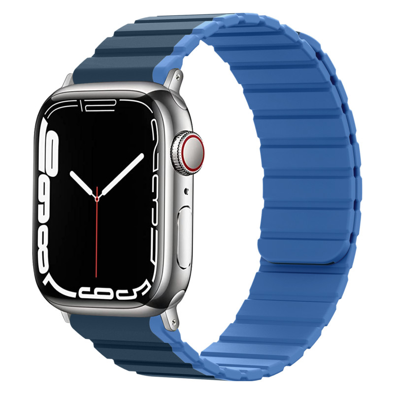 Силиконовый магнитный ремешок STR MagStrap для Apple Watch 49/42/44/45 mm - Dark Blue/Blue