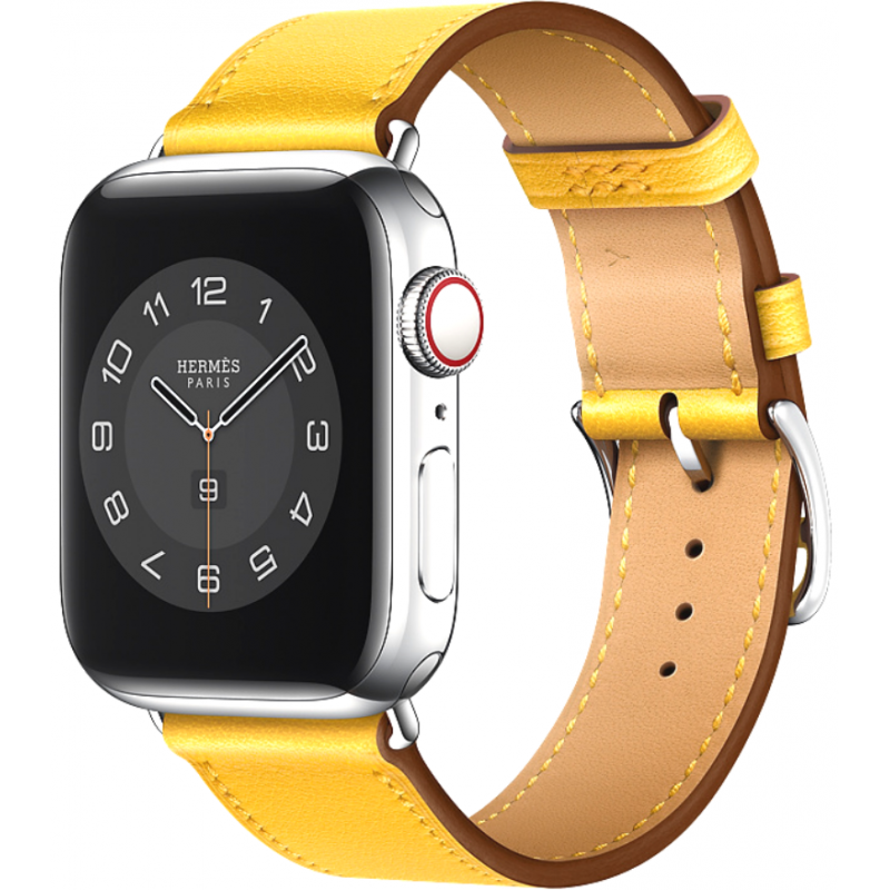 Кожаный ремешок STR Hermes Single Tour для Apple Watch 38/40/41 мм Желтый