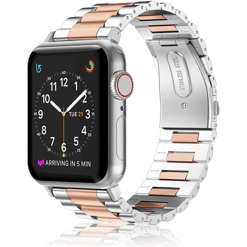 Металлический ремешок STR 3-Bead Metal Band для Apple Watch 38/40/41 мм Silver/Rose Gold