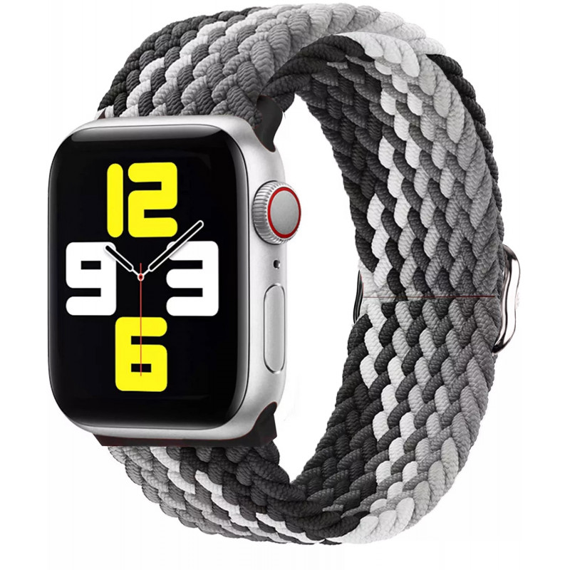 Тканевый регулируемый монобраслет STR Braided Solo Loop with Buckle для Apple Watch 38/40/41 mm - Black Qlao