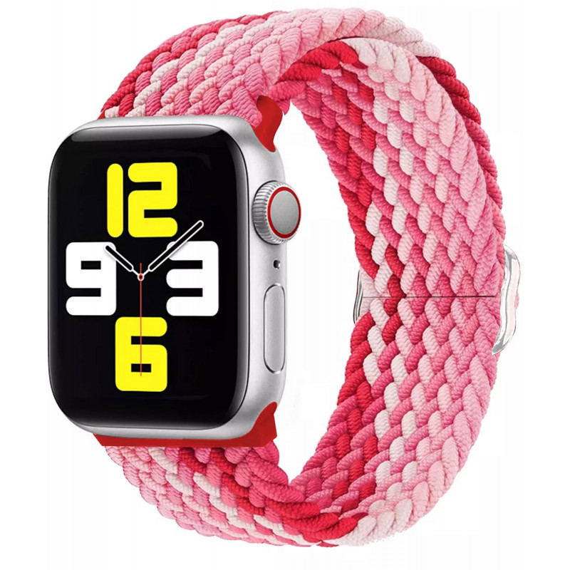 Тканевый регулируемый монобраслет STR Braided Solo Loop with Buckle для Apple Watch 38/40/41 mm - Strawberry Red