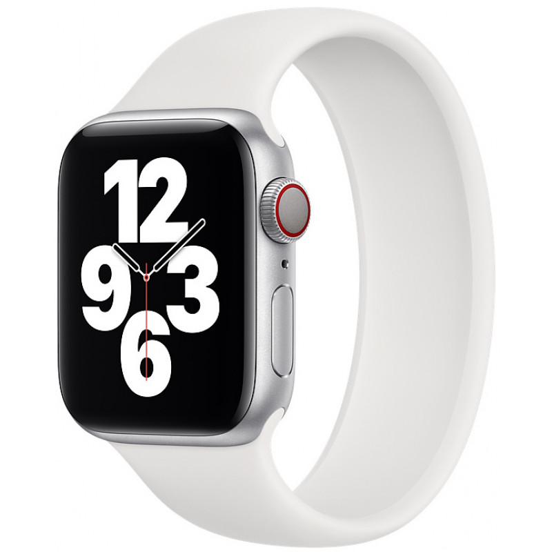 Силиконовый монобраслет STR Solo Loop для Apple Watch 38/40/41 мм (Series SE/7/6/5/4/3/2/1) (Размер L) Белый