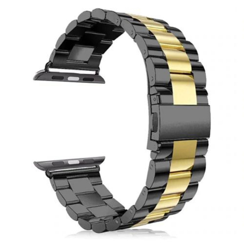 Металлический ремешок STR 3-Bead Metal Band for Apple Watch 49/45/44/42 mm Black/Gold