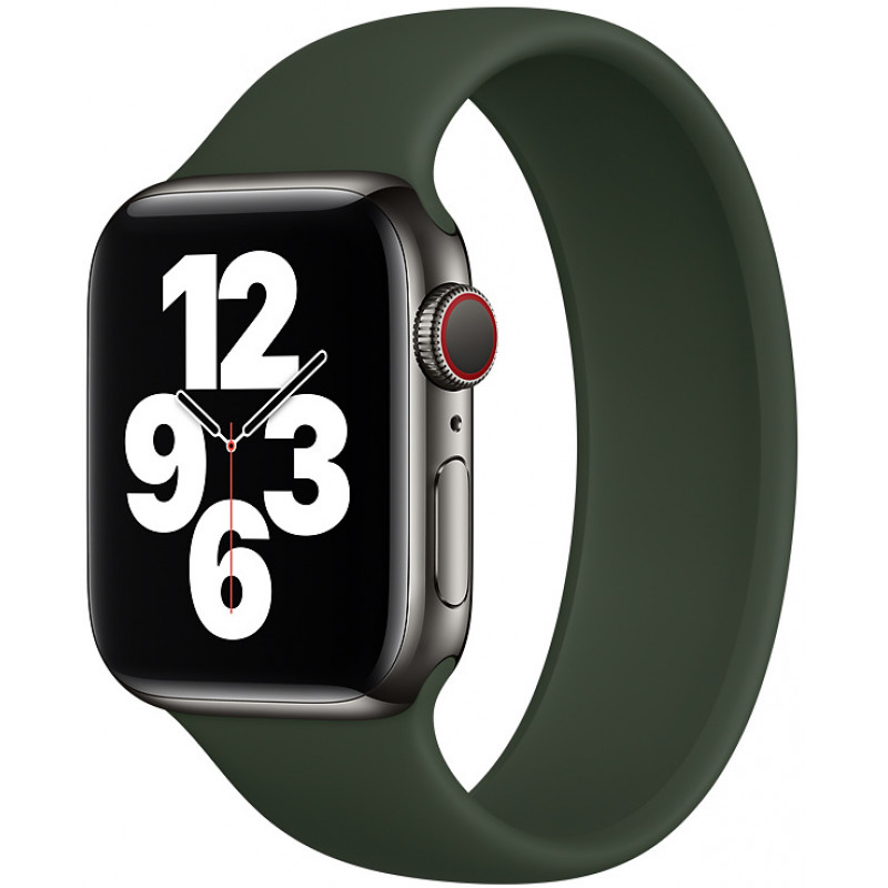 Силиконовый монобраслет STR Solo Loop для Apple Watch 38/40/41 мм (Series SE/7/6/5/4/3/2/1) (Размер L) Зеленый