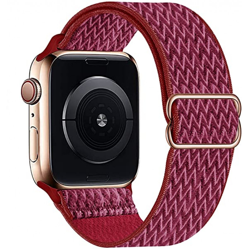 Тканевый ремешок STR Buckle Solo Loop for Apple Watch 49/45/44/42 mm (Series SE/7/6/5/4/3/2/1) - Wine Red