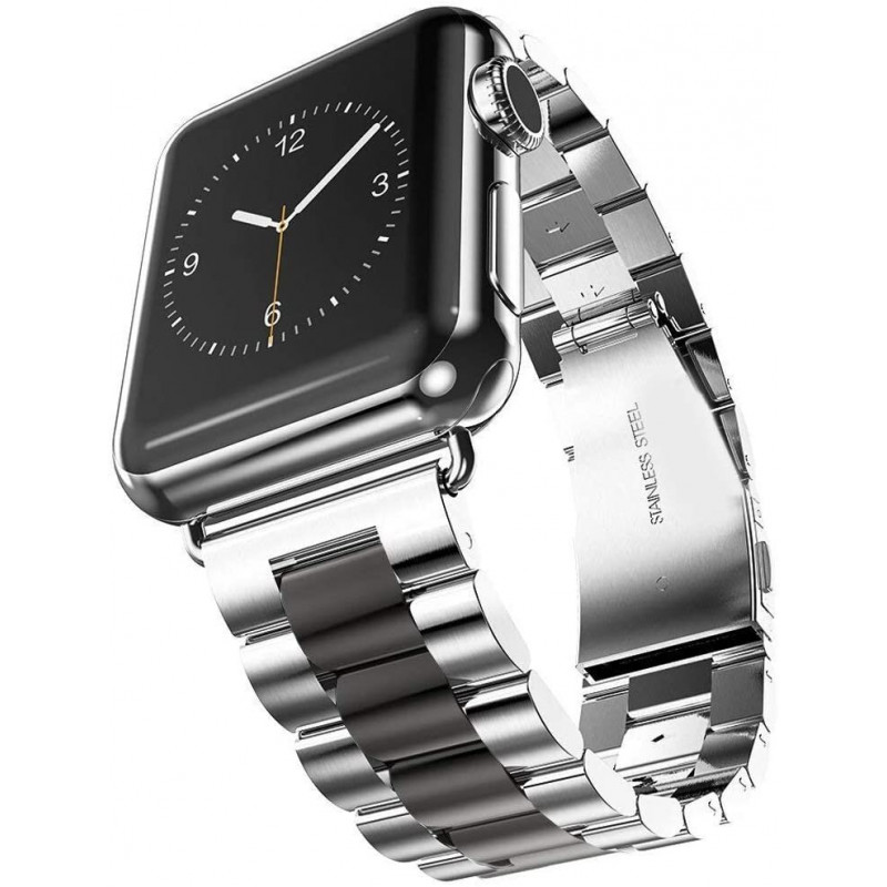 Металлический ремешок STR 3-Bead Metal Band for Apple Watch 49/45/44/42 mm Silver/Black