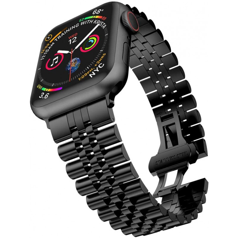 Металлический ремешок STR 5-Bead Rolex Metal Band для Apple Watch 38/40/41 мм Black