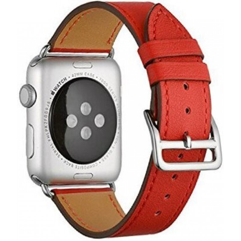 Кожаный ремешок STR Hermes Single Tour for Apple Watch 38/40/41 mm Помаранч