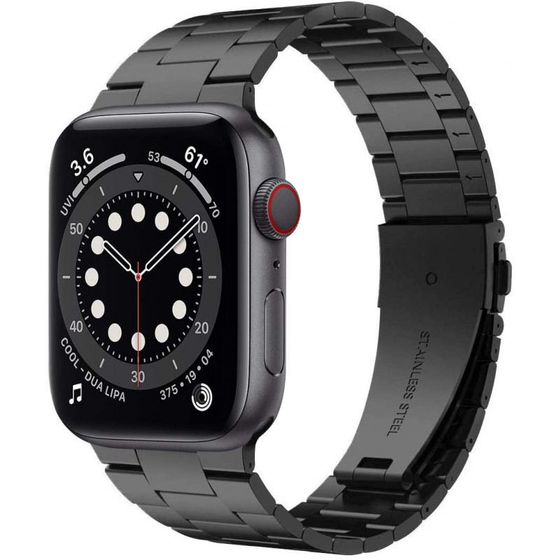 Металлический ремешок STR Slim 3-Bead Steel Band для Apple Watch 38/40/41 мм (Series SE/7/6/5/4/3/2/1) Черный