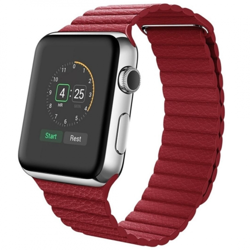 Кожаный ремешок STR Leather Loop Band для Apple Watch 38/40/41 мм Красный