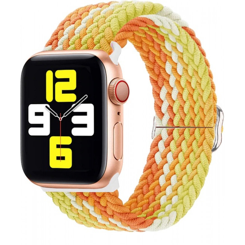 Тканевый регулируемый монобраслет STR Braided Solo Loop with Buckle для Apple Watch 38/40/41 mm - Bright Orange