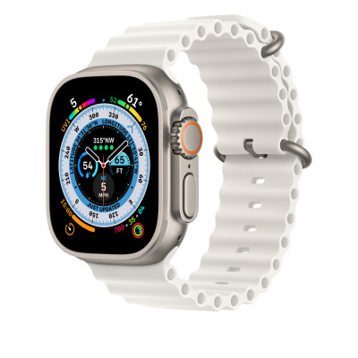 Силиконовый ремешок STR Ocean Band для Apple Watch 49/42/44/45 mm - White