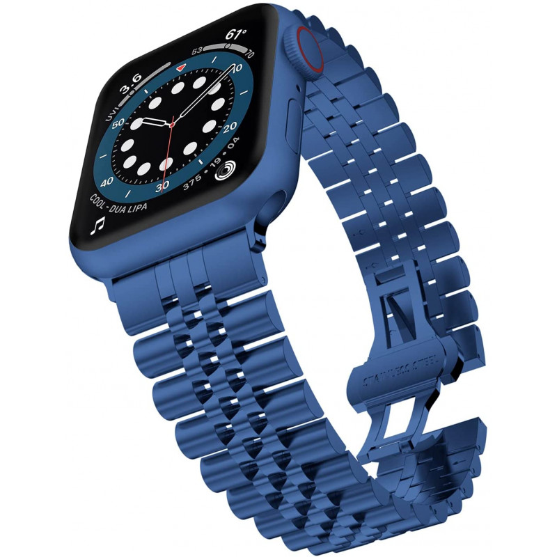 Металлический ремешок STR 5-Bead Rolex Metal Band for Apple Watch 49/45/44/42 mm Blue