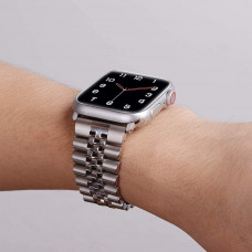 Металлический ремешок Fruct 5-Bead Rolex Metal Band for Apple Watch 42/44/45/49 mm Silver