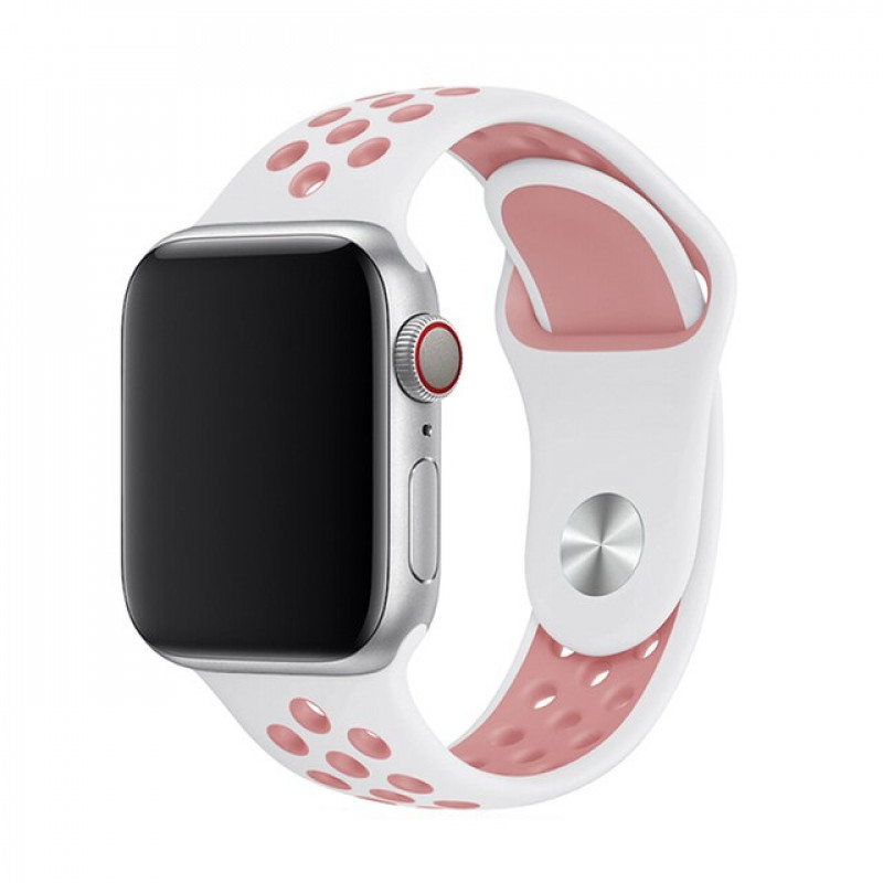 Силиконовый ремешок STR Nike Sport Band for Apple Watch 49/44/44/42 mm White/Pink