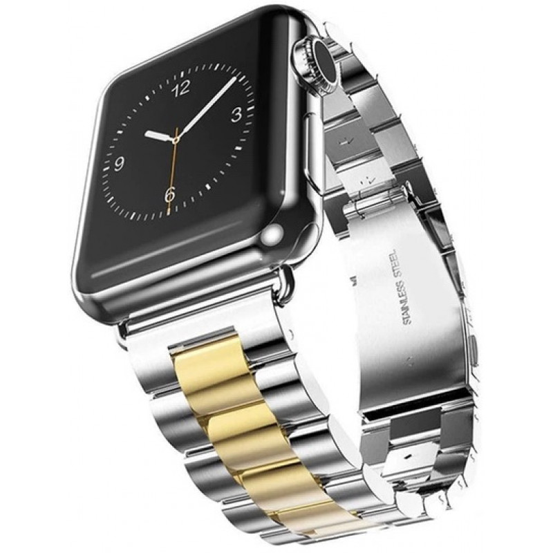 Металлический ремешок STR 3-Bead Metal Band for Apple Watch 49/45/44/42 mm Silver/Gold