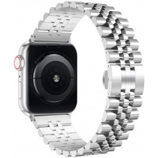 Металлический ремешок Fruct 5-Bead Rolex Metal Band for Apple Watch 42/44/45/49 mm Silver