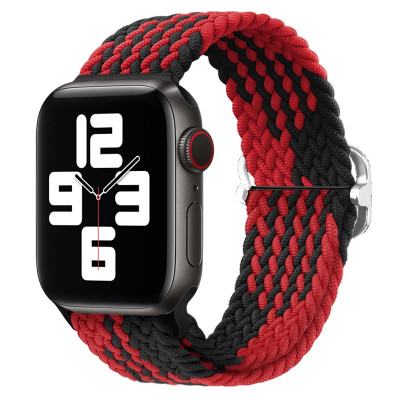 Тканевый регулируемый монобраслет STR Braided Solo Loop with Buckle для Apple Watch 42/44/45 mm - Black Red