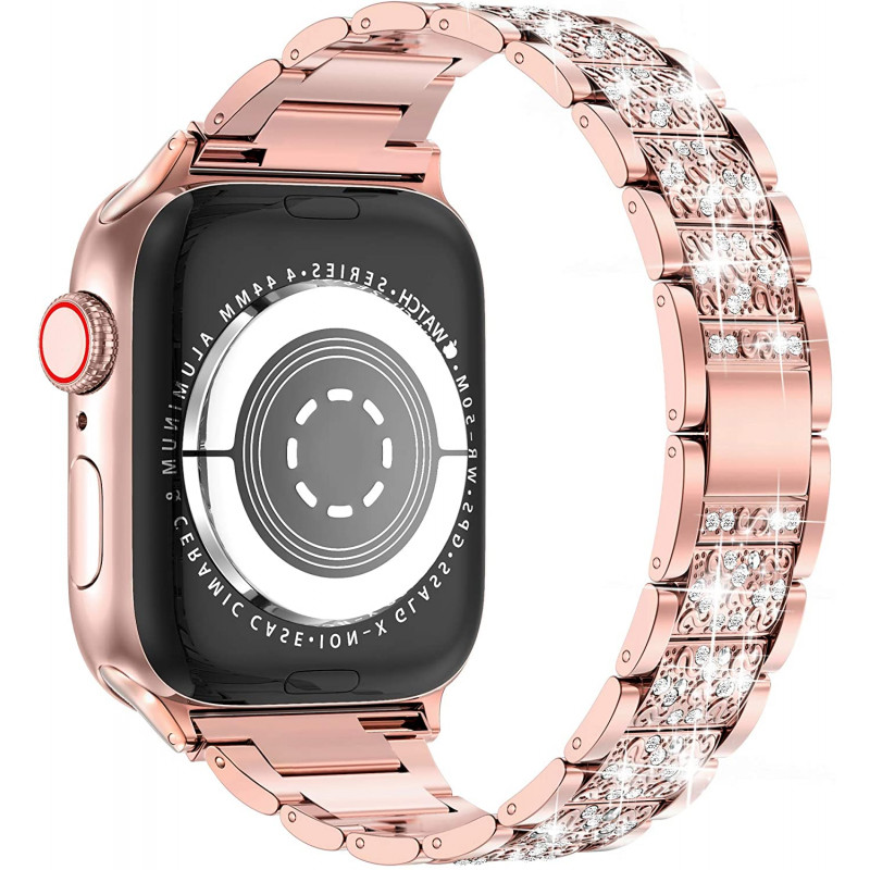 Металлический ремешок STR 3-bead Diamond Metal Band for Apple Watch 49/45/44/42 mm Rose Gold