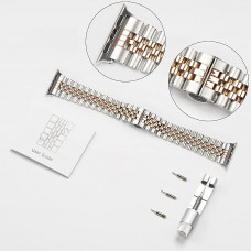 Металлический ремешок Fruct 5-Bead Rolex Metal Band for Apple Watch 42/44/45/49 mm Silver/Rose Gold