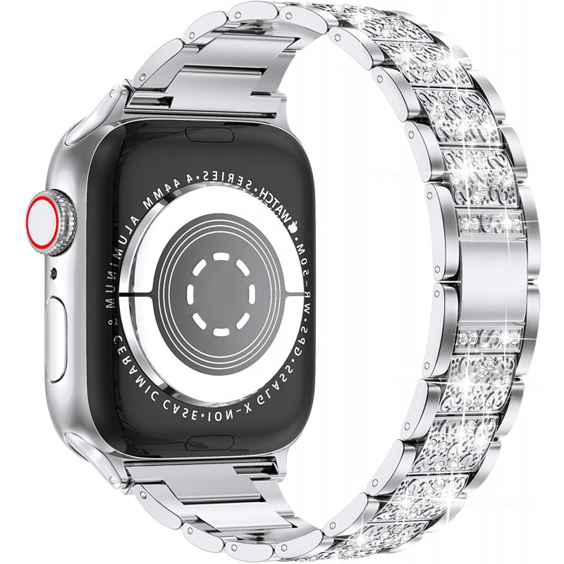 Металлический ремешок STR 3-bead Diamond Metal Band for Apple Watch 49/45/44/42 mm Silver