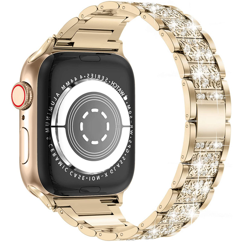 Металлический ремешок STR 3-bead Diamond Metal Band for Apple Watch 49/45/44/42 mm Gold