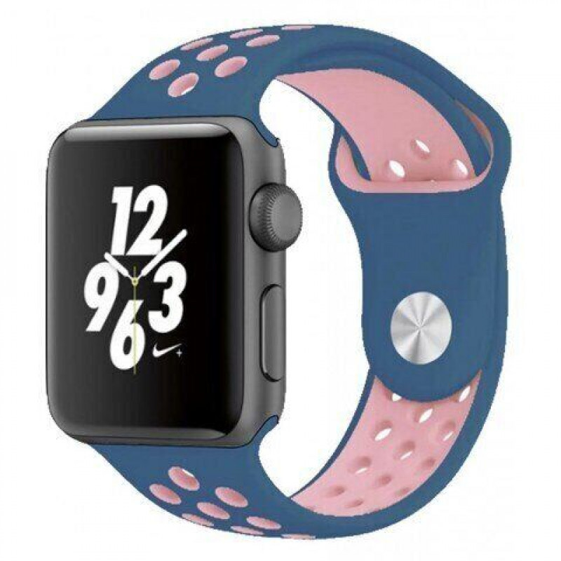 Силиконовый ремешок STR Nike Sport Band for Apple Watch 49/44/44/42 mm Ocean Blue/Light Pink