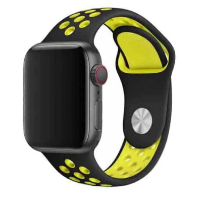Силиконовый ремешок STR Nike Sport Band for Apple Watch 49/44/44/42 mm Black/Yellow