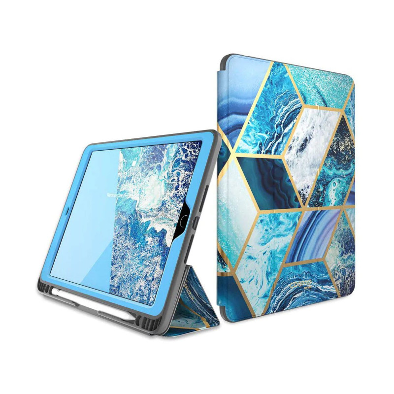 Противоударный чехол-книжка с защитой экрана i-Blason Cosmo Series Trifold Case for iPad 10.2 (2019/2020/2021/2022) - Ocean Blue