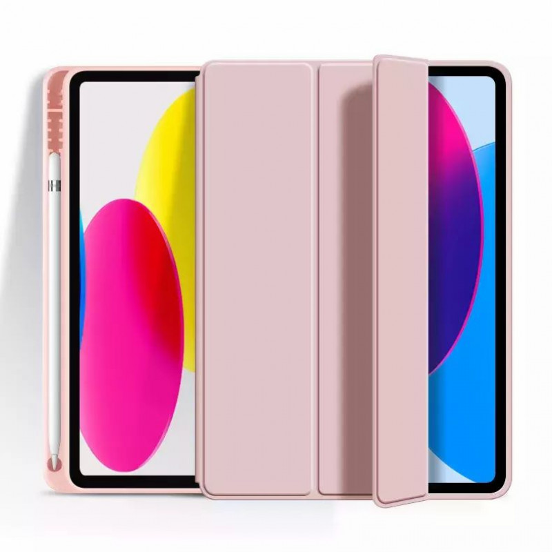 Чехол-книжка с держателем для стилуса STR Trifold Pencil Holder Case PU Leather for iPad 10th Gen 10.9 (2022) - Pink