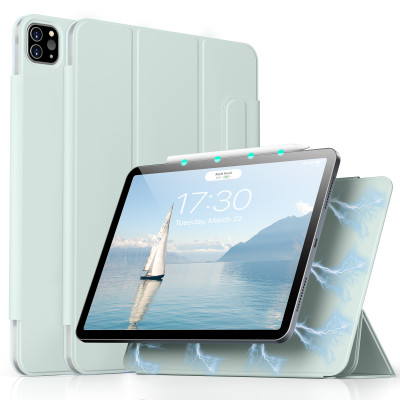 Магнитный силиконовый чехол-книжка STR Buckles Magnetic Case for iPad Pro 12.9 (2018 | 2020 | 2021 | 2022) - Light Green