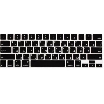 Накладка на клавиатуру STR для MacBook 12/Pro 13 (2016-2019) с русскими буквами без Touch Bar Черная US