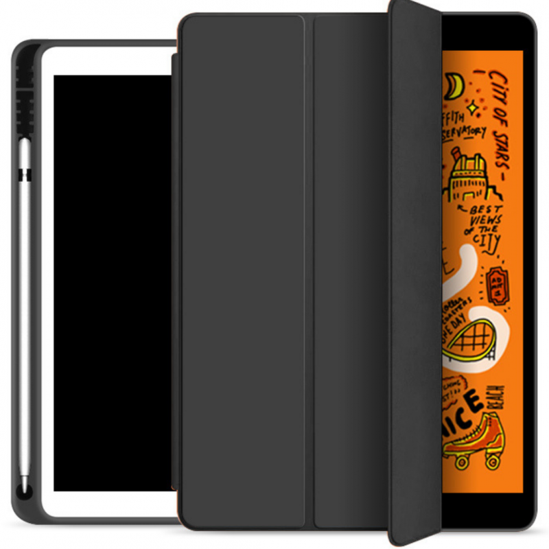 Чехол-книжка STR Trifold из искуственной кожи для iPad 10.2" (2019/2020/2021/2022) с подставкой Черный